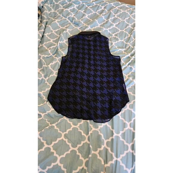 BCBGeneration XXS Blue and Black Sheer Sleeveless Shirt - Picture 7 of 7